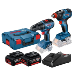 Bosch GDX 18V-200 Somun Sıkma Makinesi + GSR 18V-50 Vidalama Makinesi + 2x4 Ah Akü + GBA 18V-40 Şarj Cihazı + L-Boxx