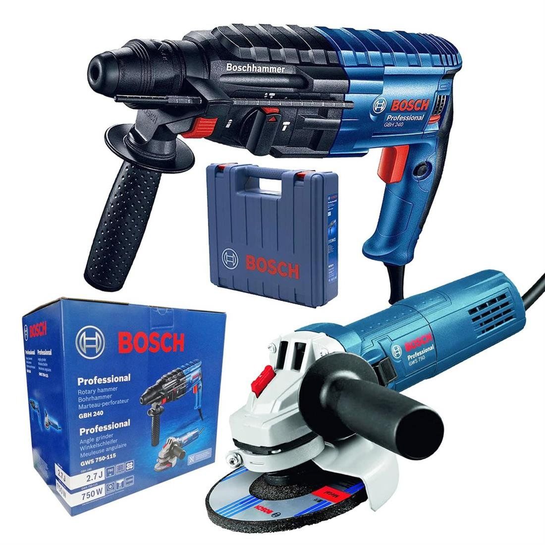 Bosch GBH 240 Kırıcı Delici + GWS 750-125 S Avuç Taşlama Makinesi