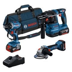 Bosch 18V Akülü Set GSR+GWS+GBH 3x 4.0Ah Akü + Şarj Aleti - 0615A5007L